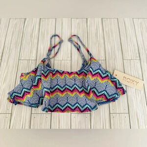 NWT | Roxy | Chevron Boho Striped Blue Striped Swimsuit Top - Size M